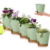 Zople 5-inch self-watering pot with tray for indoor plants, keeps soil evenly moist