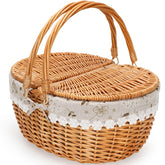 ZORMY wicker picnic basket, 15-inch size, ideal for two