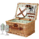 ZORMY wicker picnic basket with secure faux leather straps for easy transport.