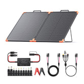 ZOUPW 100W folded portable solar panel showing compact storage for RV trips