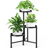 ZOXILEN 3-tier plant stand front view in matte black for indoor and outdoor display