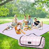 ZUBOND picnic blanket plaid top offers a soft, inviting surface for family picnics.