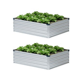 ZUNUDA galvanized raised bed kit during assembly, ideal for patio vegetable gardening
