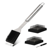 Zxmissu 16.5 inch grill brush head close-up highlights dense bristles for stubborn residue.