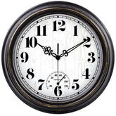 zyzamay waterproof outdoor clock with thermometer for porch and weather resistance.