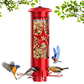 ZZOOEE Squirrel-Proof Feeder exterior view shows durable metal construction for year-round feeding.