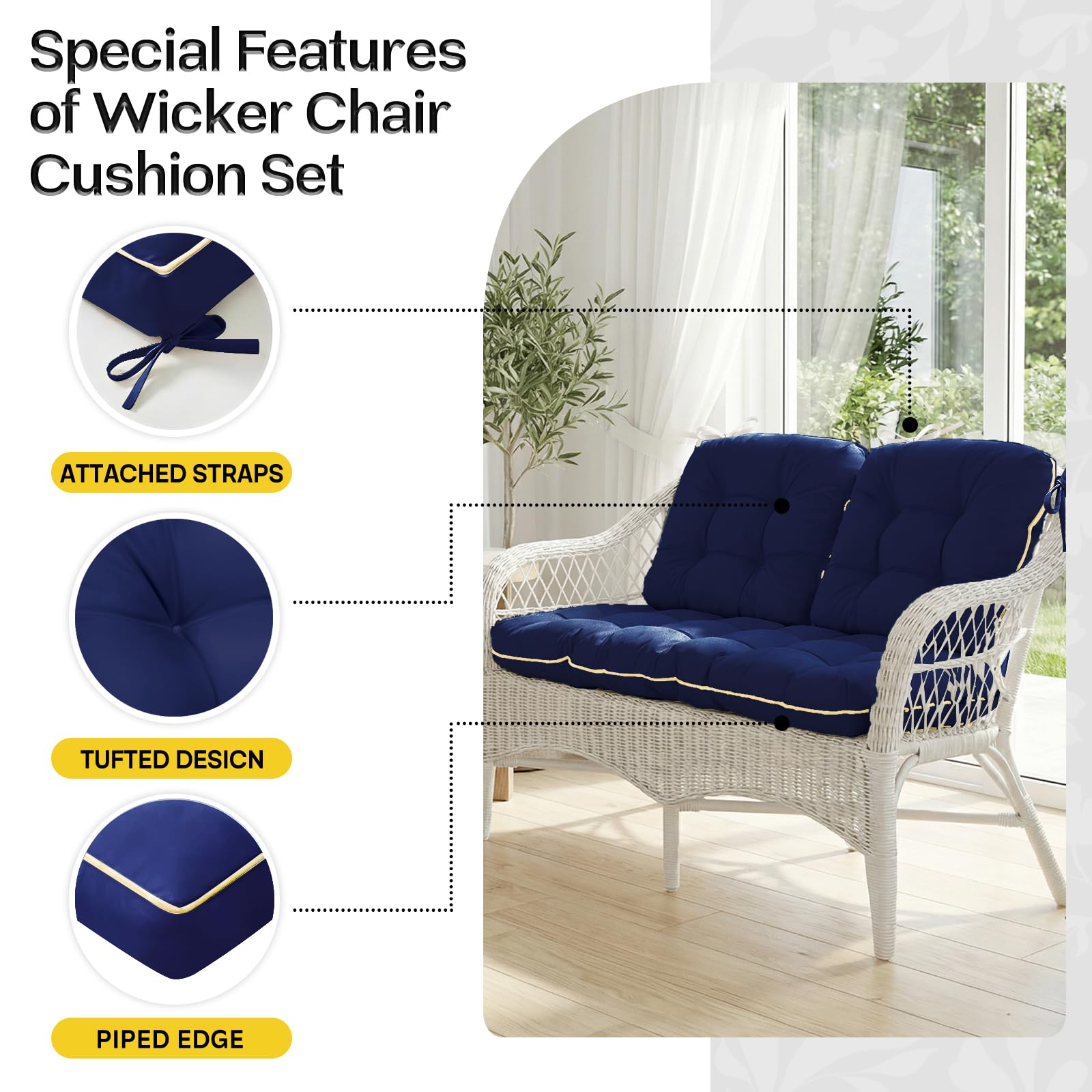 1 MIDDLE ONE outdoor-wicker-cushions-oxford-blue UV fade resistance.
