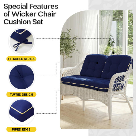 1 MIDDLE ONE outdoor-wicker-cushions-oxford-blue UV fade resistance.