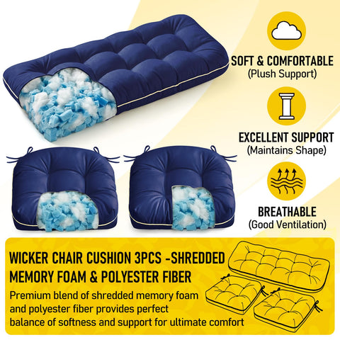 1 MIDDLE ONE wicker cushion-collection vibrant Oxford-Blue set.