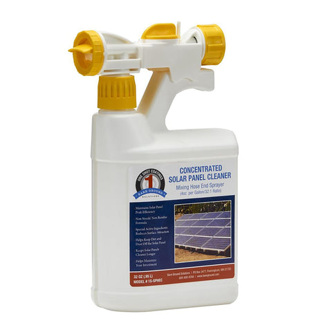 1-SHOT solar panel cleaner bottle shows concentrated formula for easy mixing and cleaning efficiency.