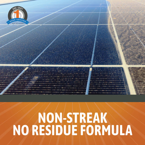 1-SHOT solar panels under sun illustrate improved clarity after cleaning.