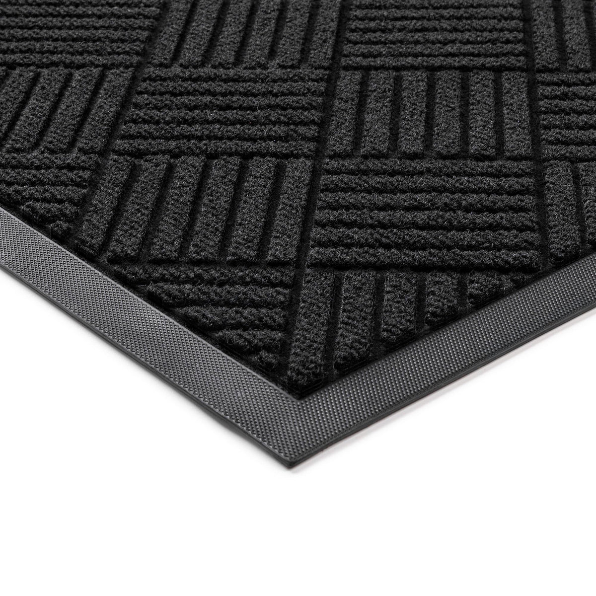 100pointONE front door mat diamond black front view for a bold entry.