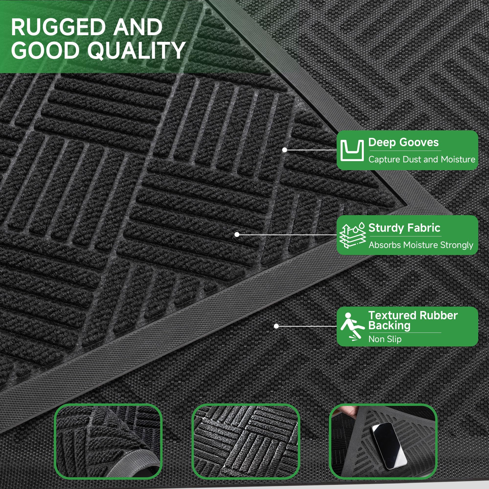 100pointONE waterproof mat cleans easily after rain and mud