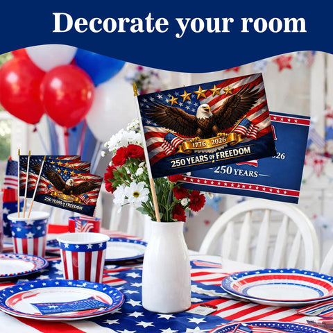 12 Pack Small American Flags on Stick for classroom activities and projects