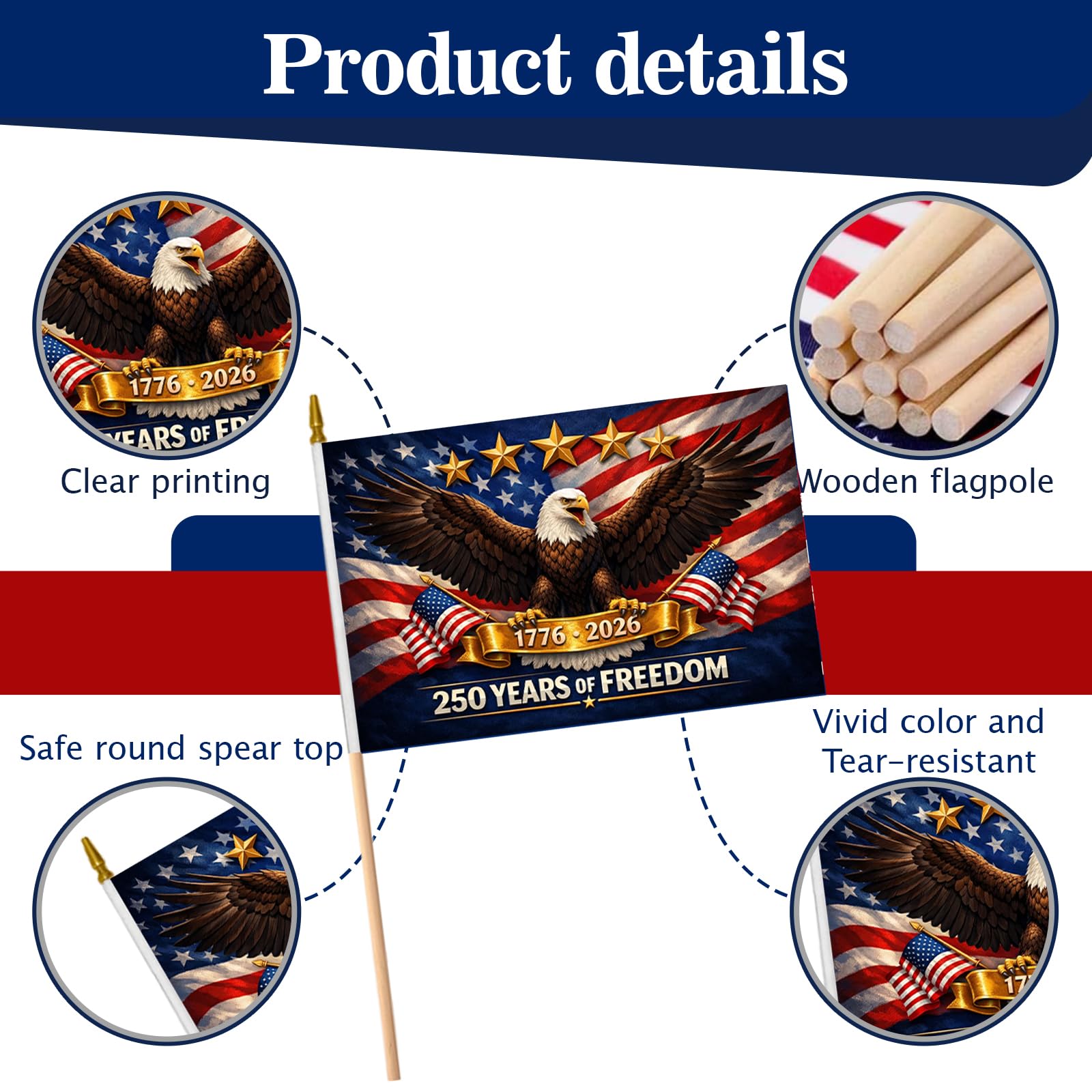 12 Pack Small American Flags on Stick in hands during a parade waving