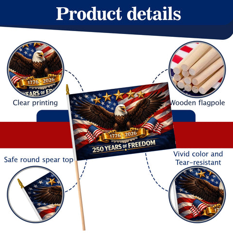 12 Pack Small American Flags on Stick in hands during a parade waving