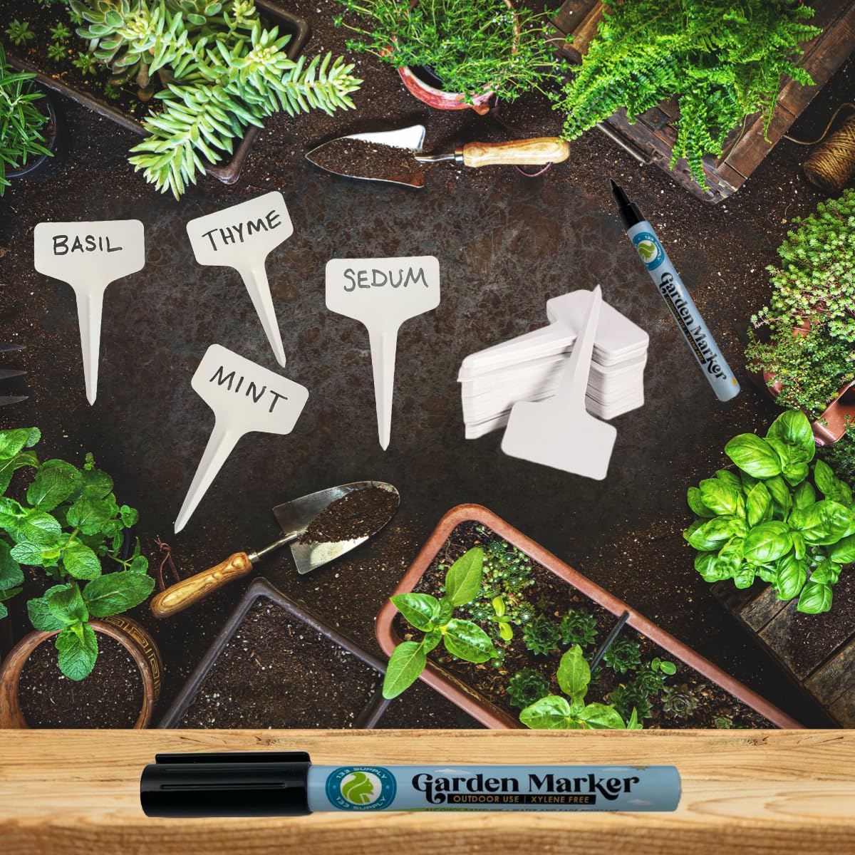 133 SUPPLY garden marker pens writing clearly on plant markers for durable labeling.