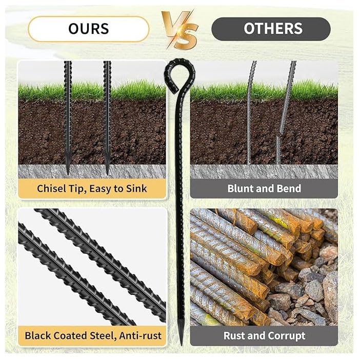 16 Inch Rebar Stakes rust-resistant black coating extends outdoor lifespan