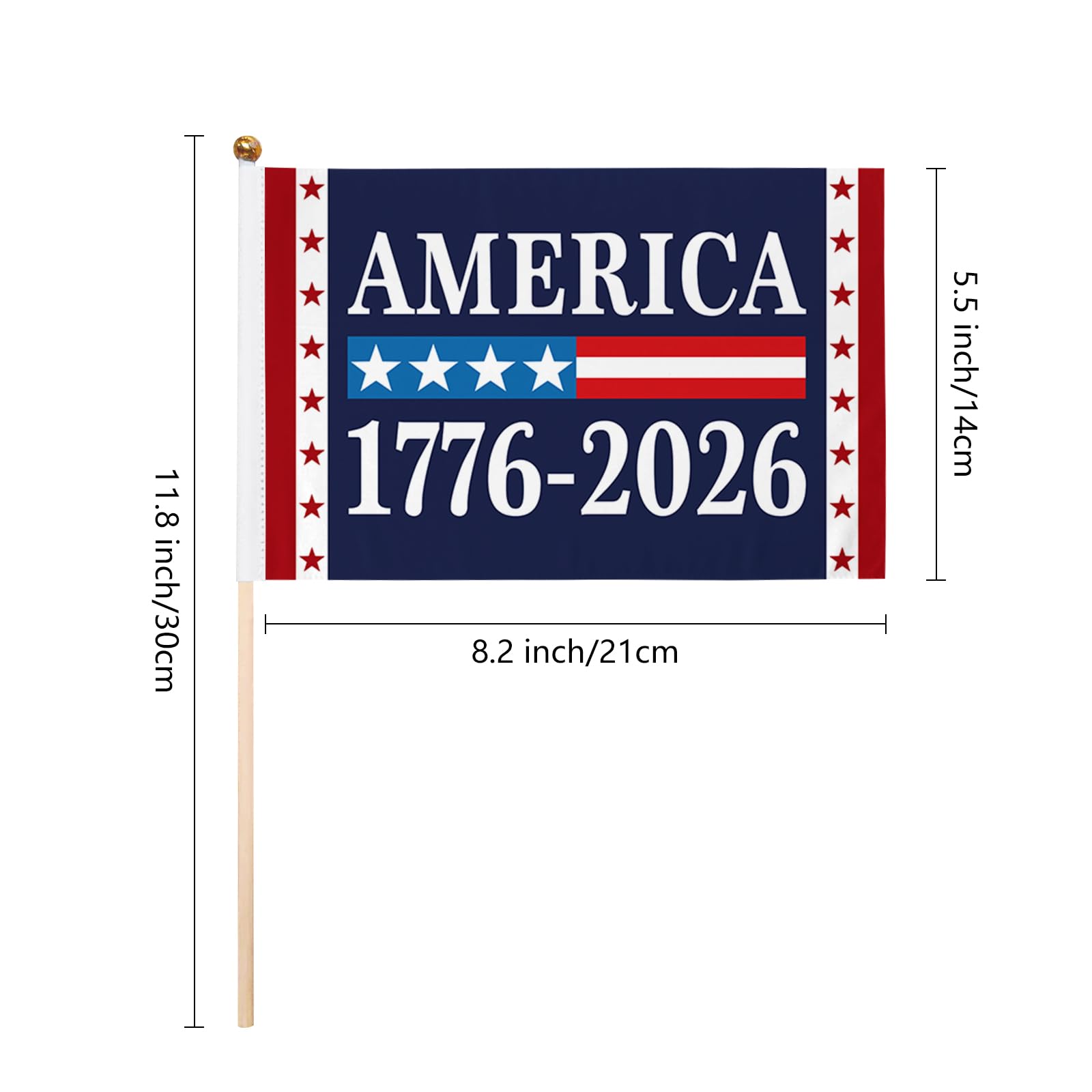 1776 flag safety spear-top design prevents injuries during waving