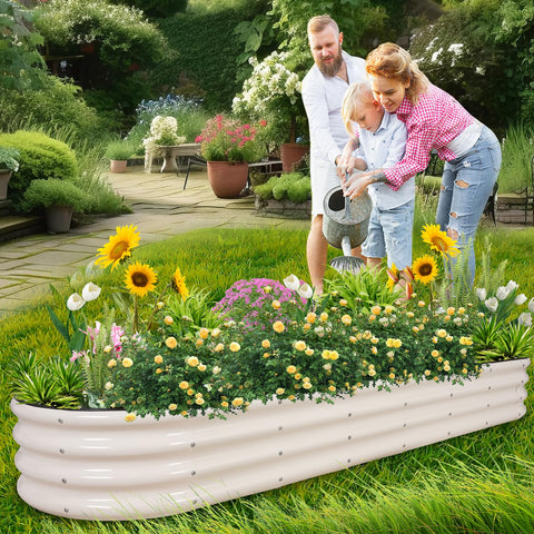 1MORE yard setting showing 8x2x1 ft garden bed size for vegetable plots