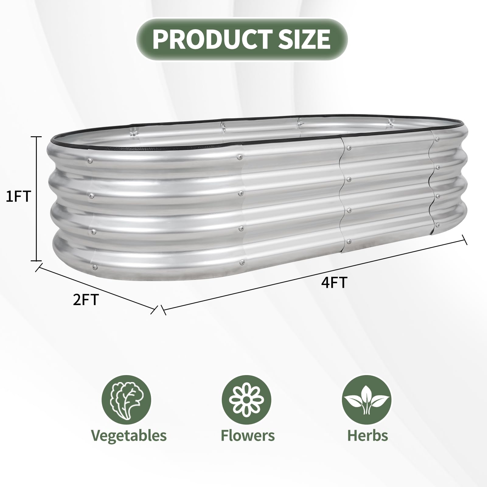 1MORE weather-resistant silver garden bed ready for seasons of outdoor gardening.