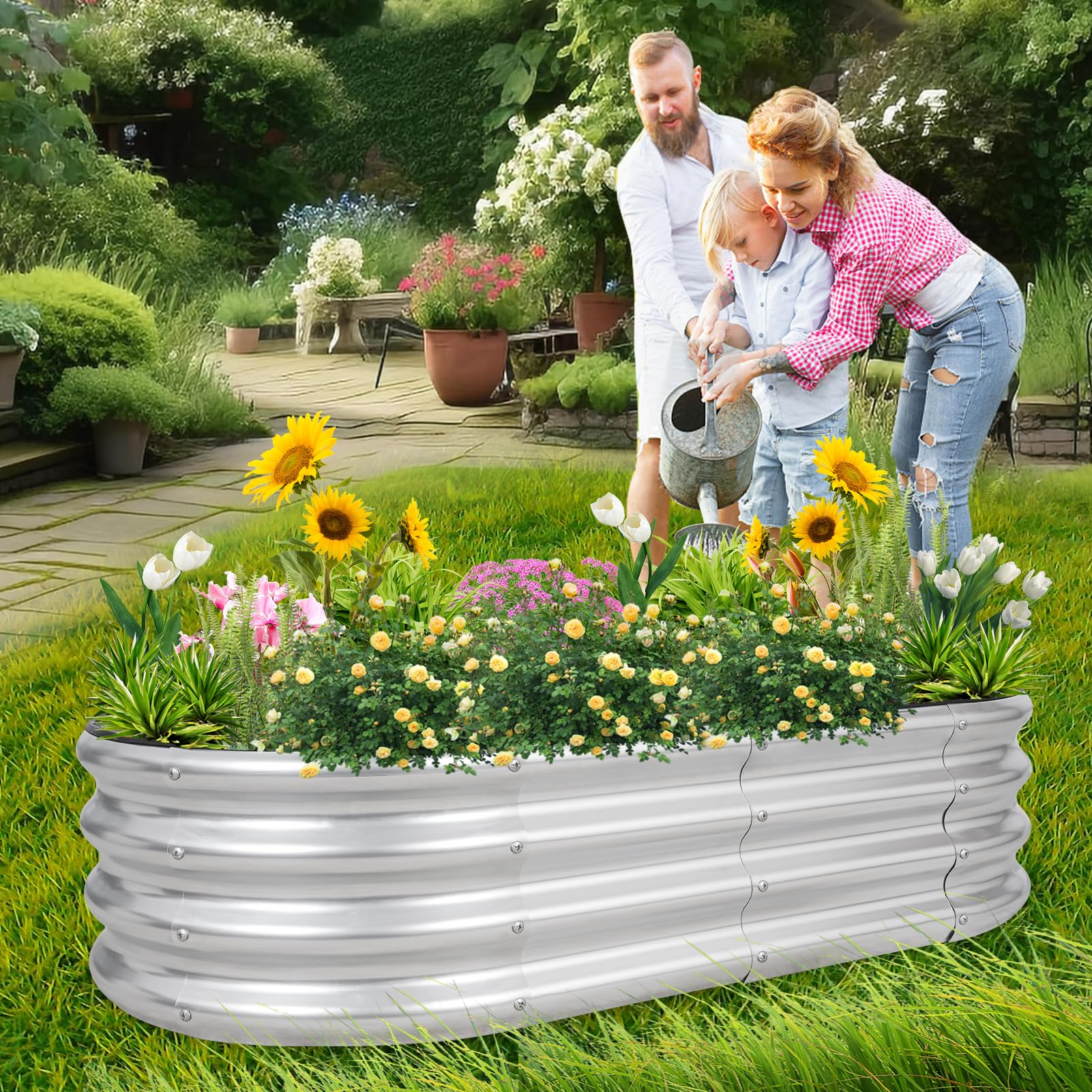 1MORE galvanized raised bed edge protection detail highlighting safety and smooth edges.