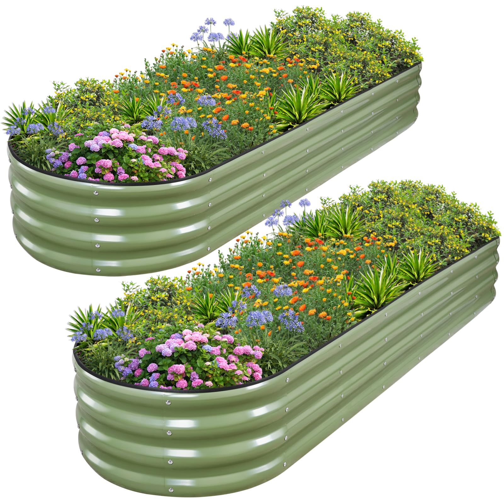 1MORE galvanized raised garden bed shown with simple assembly steps for easy setup.