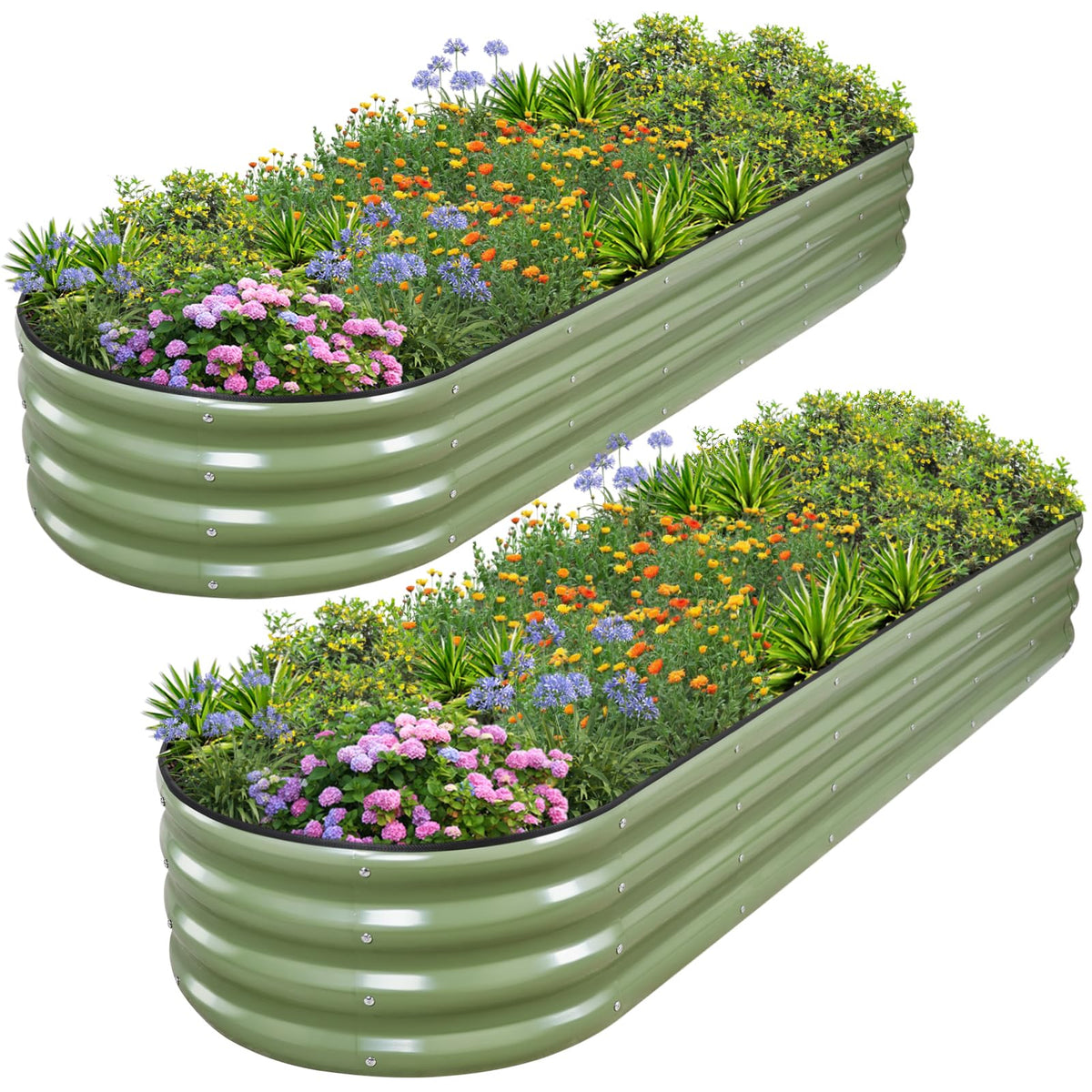 1MORE galvanized raised garden bed shown with simple assembly steps for easy setup.