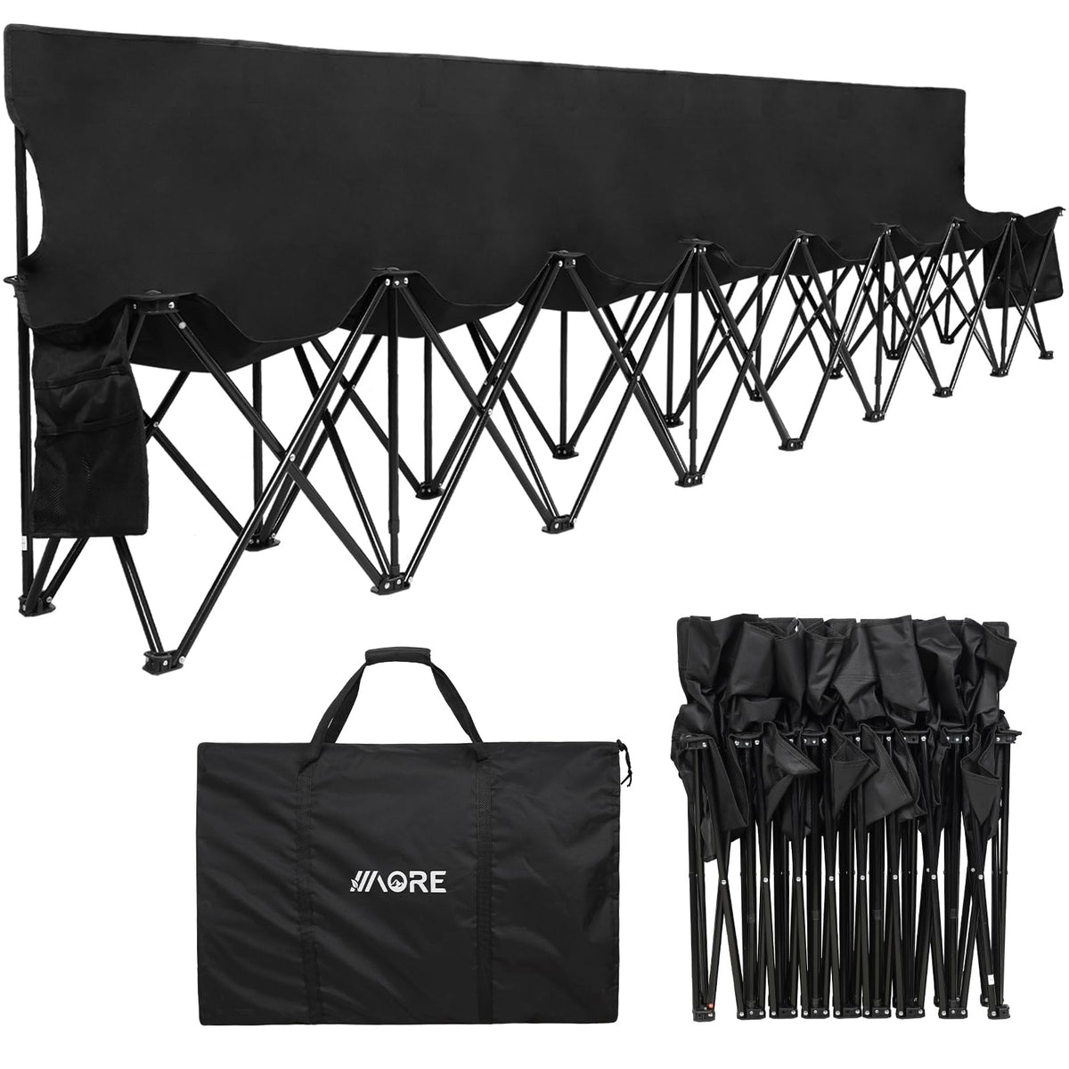 1MORE Soccer Bench eight-seat folded front view for portable sideline seating