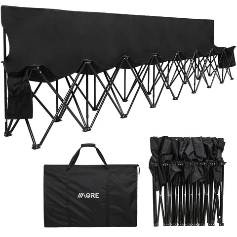 1MORE Soccer Bench eight-seat folded front view for portable sideline seating