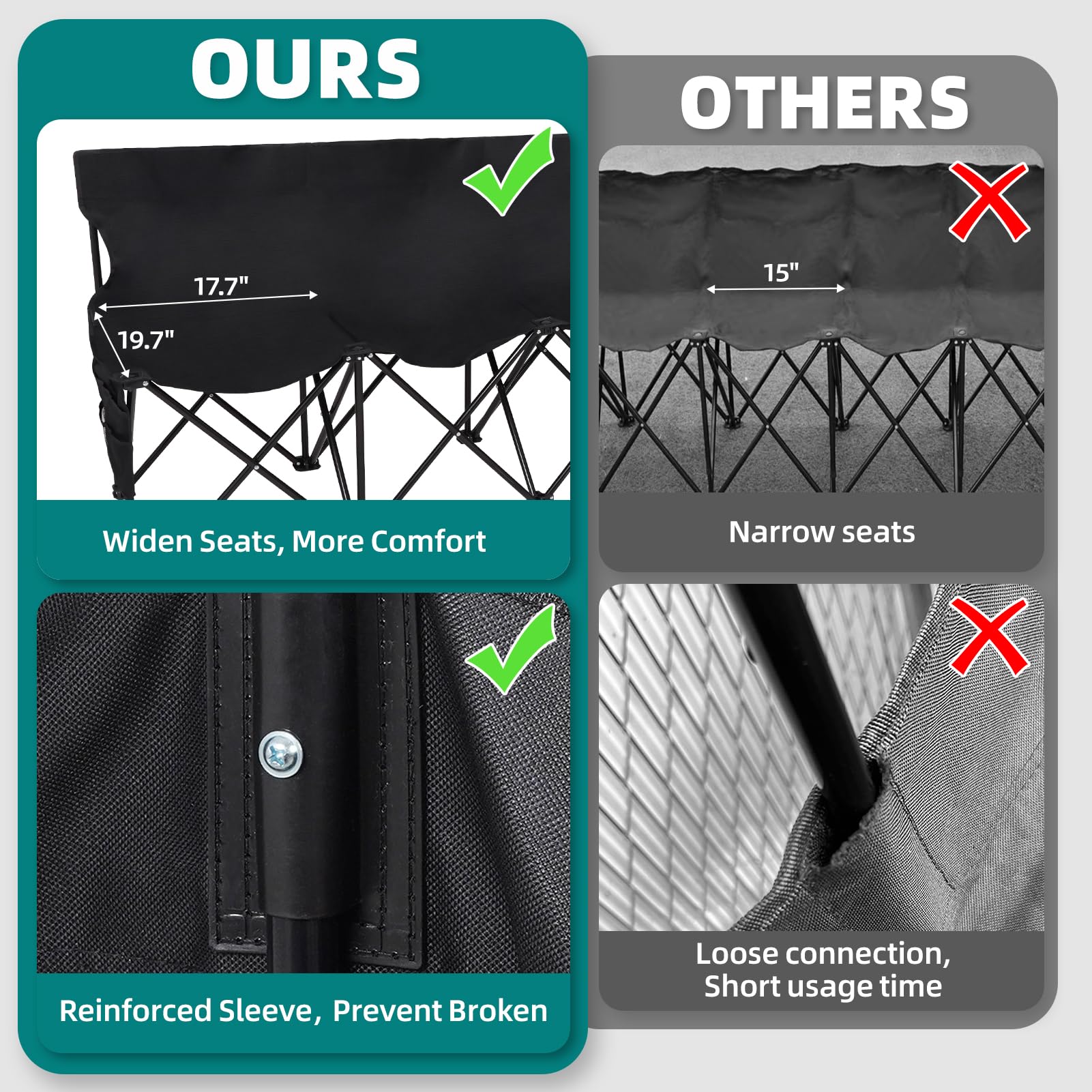 1MORE Soccer Bench pocket storage keeps bottles and gear within reach.