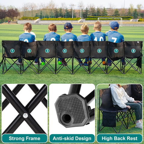 1MORE Soccer Bench sturdy frame during field setup