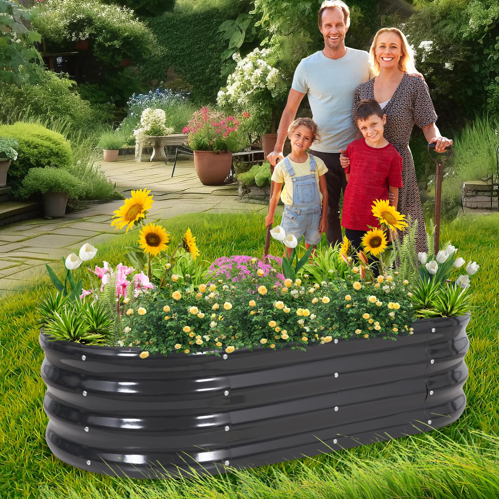 1MORE two-pack gray raised beds ready for a starter garden