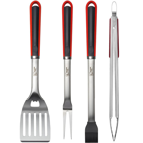 2 Double Two BBQ tool set tongs in use for precise grilling