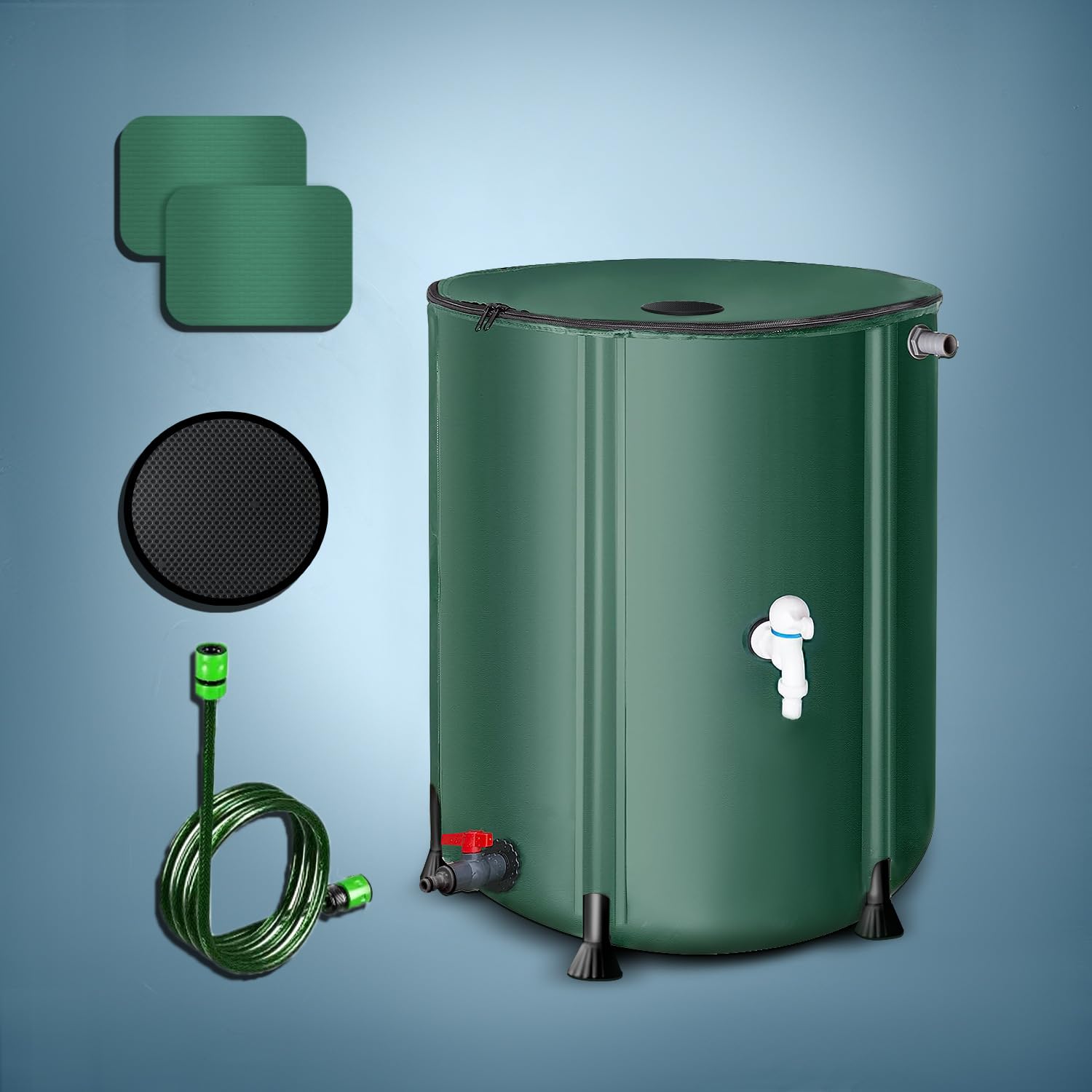 Bottom valve on 200gal rain barrel for controlled drainage