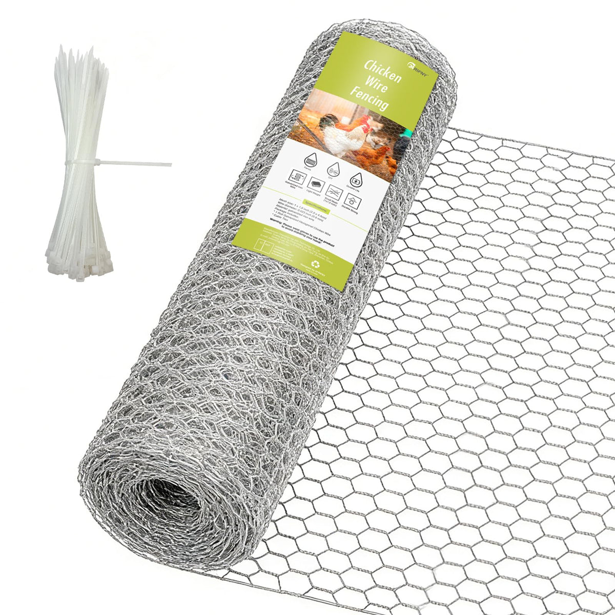 24 Rifny chicken wire mesh 1in hex for secure garden fencing and airflow