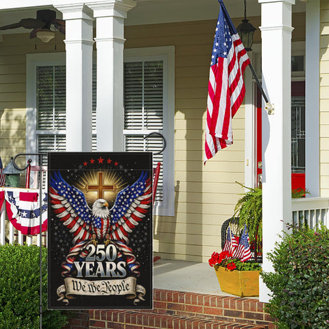 Double-sided 250 Anniversary Years America flag reads correctly from both sides.