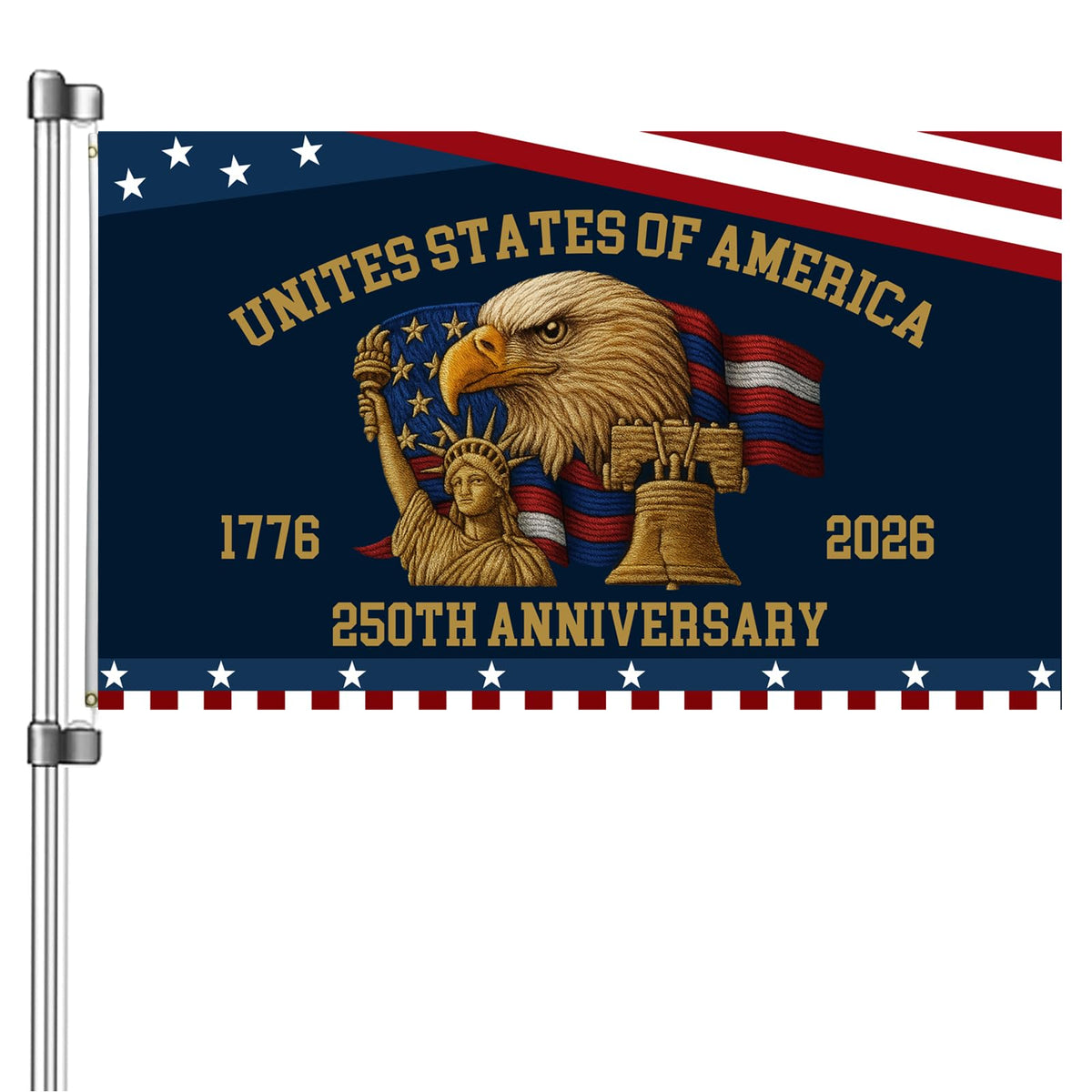 250th anniversary flag front view 3x5 for porch display