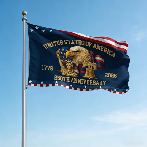 Vivid colors of 250th anniversary flag stay bright in sunlight