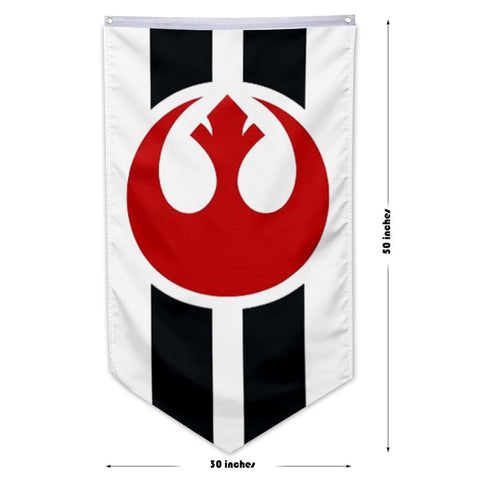 2BUT Rebel Alliance flag pennant 30x50 back view with mirrored printing for visibility