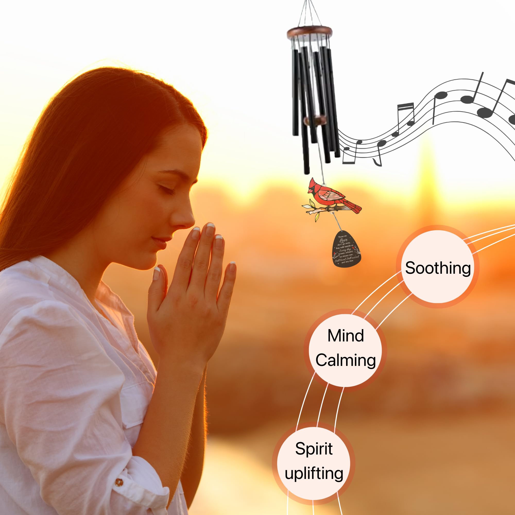 2IMT cardinal wind chimes create a soothing outdoor memory space.