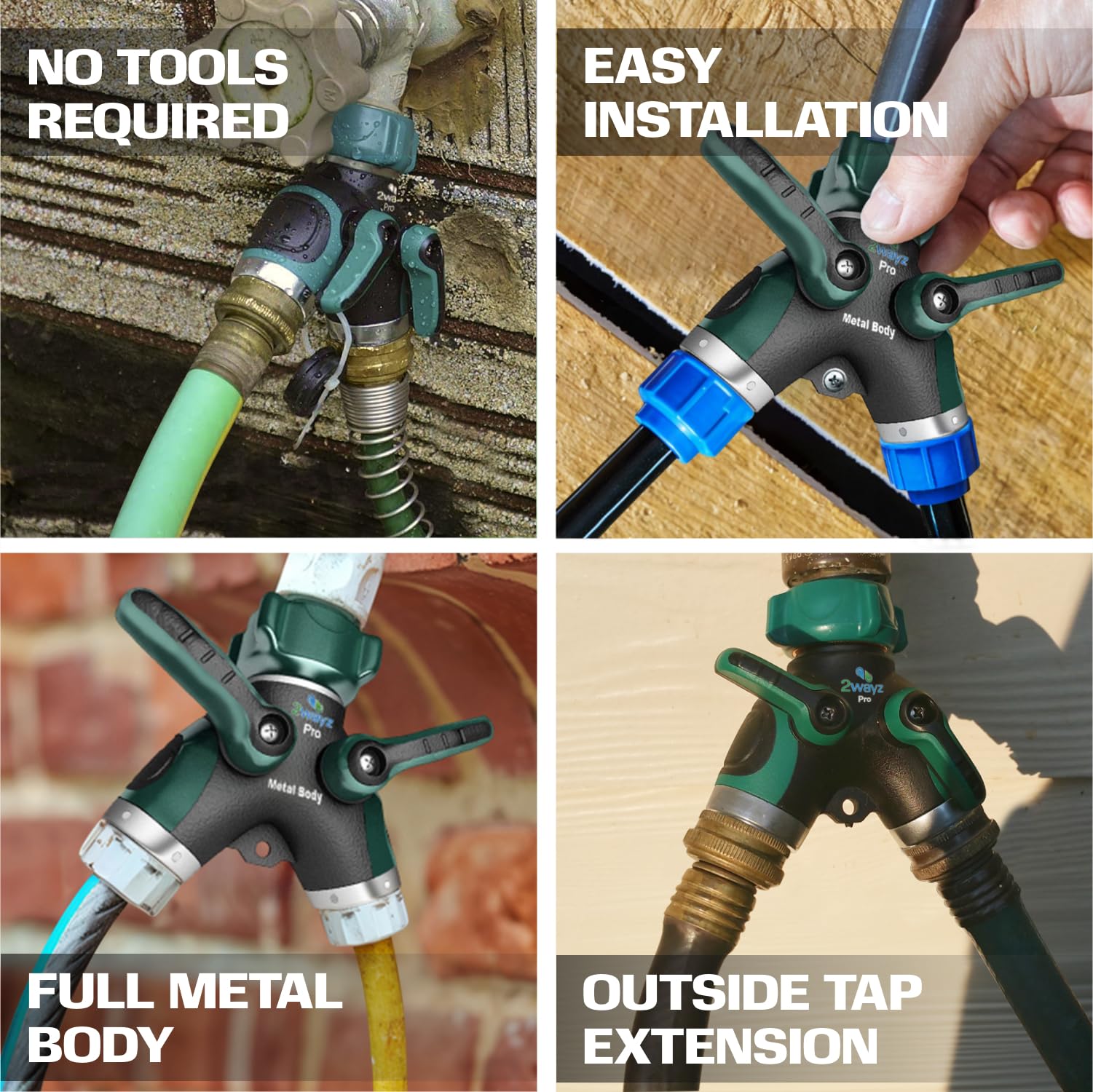 2WAYZ double-flow design supports two hoses without losing pressure.