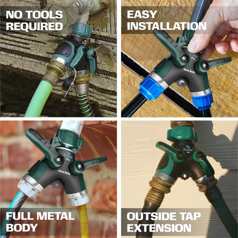 2WAYZ double-flow design supports two hoses without losing pressure.
