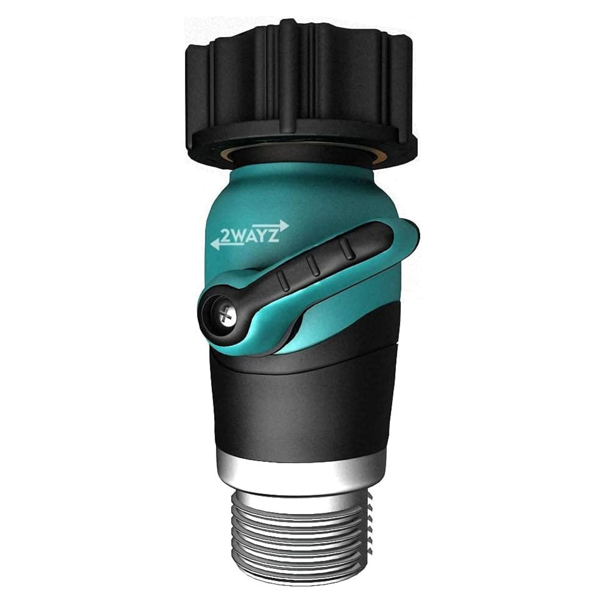 2WAYZ heavy-duty hose connector with on/off switch for precise outdoor watering control
