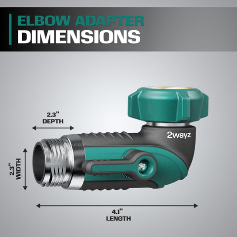 2WAYZ rv water connection elbow ideal for wall-adjacent spigots.