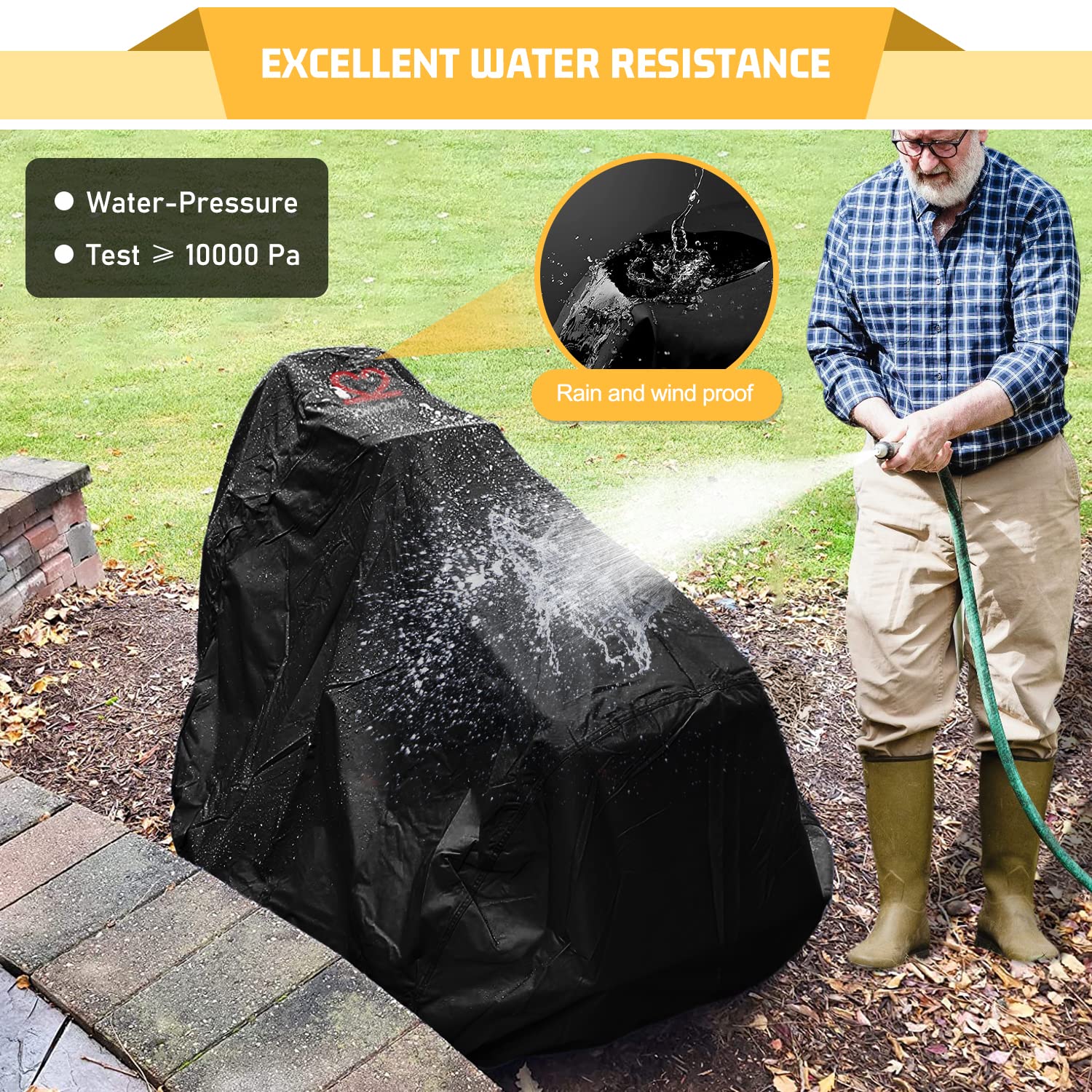 2win2buy elastic cord fastening provides quick, tight fit around the mower.