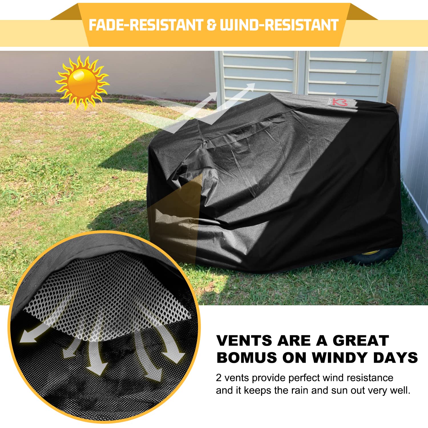 2win2buy universal-fit 54-inch decks cover fits most riding mowers.