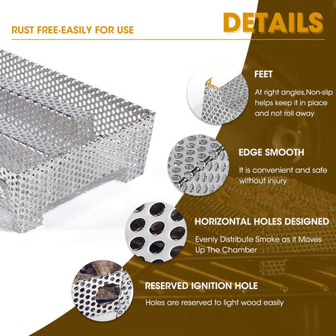 3 BUZZLETT stainless steel smoker tray closeup shows durable SS304 construction.