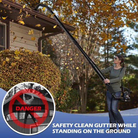 3 BUZZLETT 11ft reach extends from the ground to clear high gutters safely.
