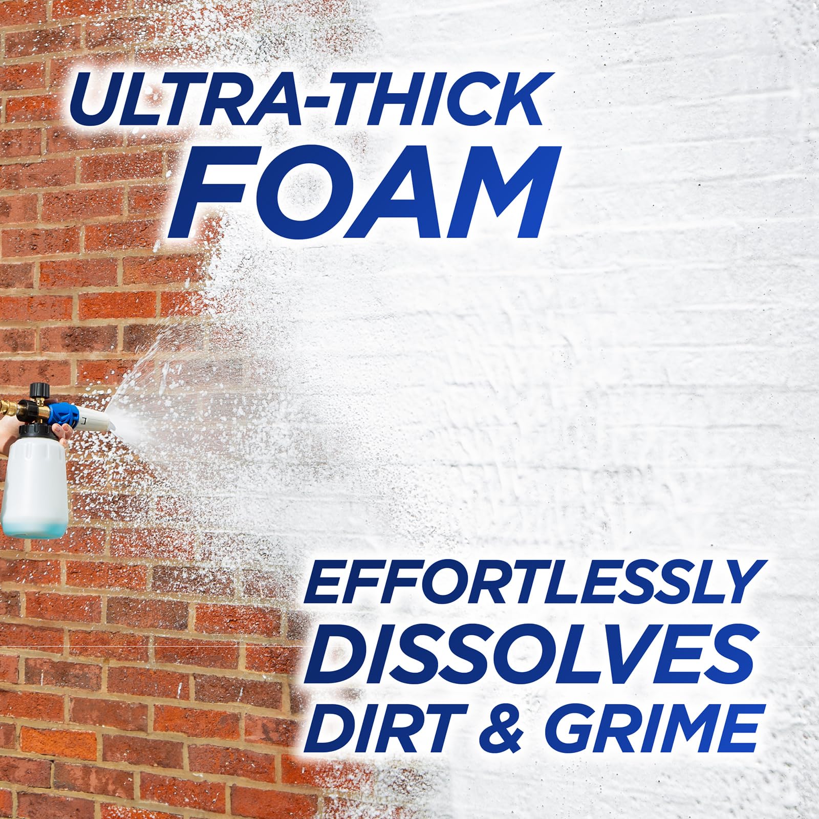 30 SECONDS Foam Cannon Soap foam on driveway dissolving dirt and stains.
